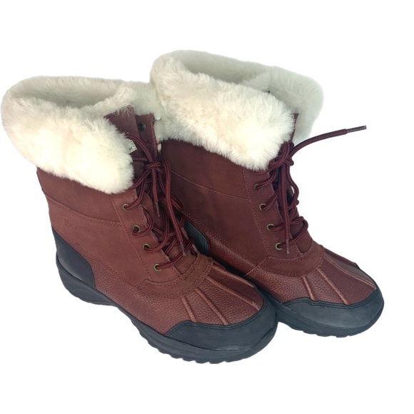 BearPaw boys burgundy and Black Winter Boots sz 6 - Picture 3 of 10